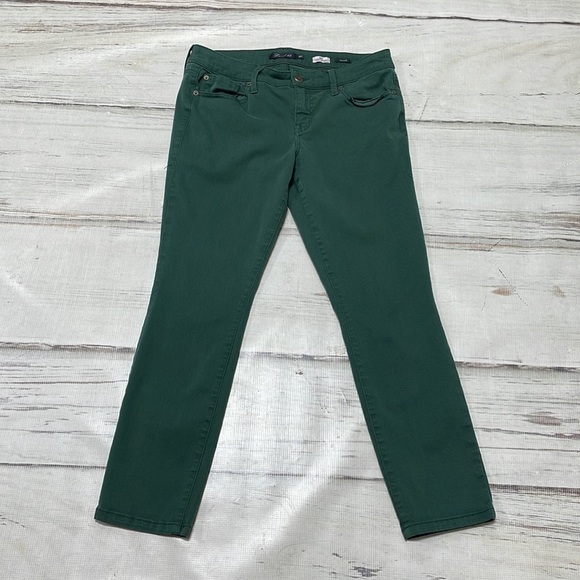Level 99 Jeans Green Denim Lily Skinny Straight Stretchy 28P 28 Petite - Picture 2 of 11